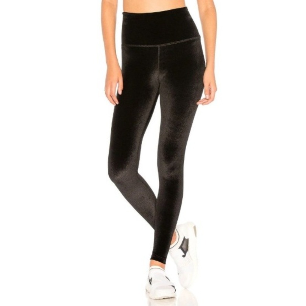 Beyond Yoga Womens Black Velvet Shimmer High Waisted Leggings‎ Size M Loungewear